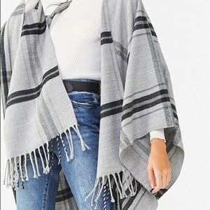 Fringe-Trim Plaid Shawl